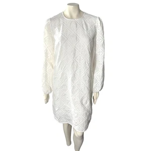 Boden weißes Broderie Anglaise Mini Etuikleid 16-18 Ösen Baumwolle Bridal Shower - Bild 1 von 12
