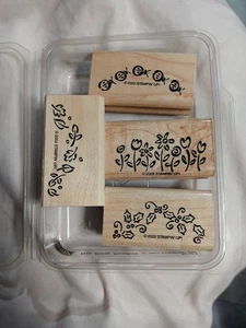 AUSGENOMMEN 2002 STAMPIN' UP! ITTY BITTY BORDÜREN 4er Set Holzstempel - Bild 1 von 3