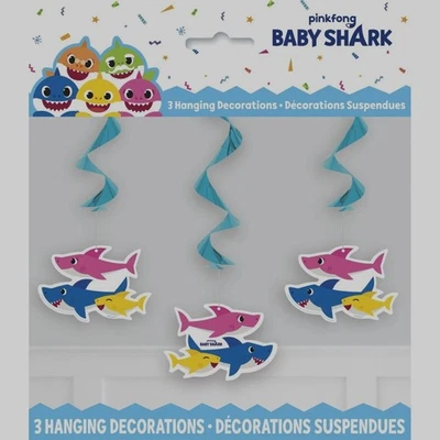 Baby Shark Hanging Swirl Decorations – Party Streamers – 3-PK - Image 1 of 4