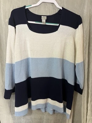 Top Fashion Bug 26/28 Azul Oscuro, Blanco, Azul Claro Rayas Manga 3/4 Foto 1 de 2