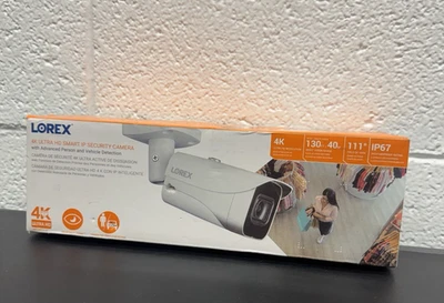 Lorex E861AB-E 4K Ultra HD Smart IP Security Bullet Camera CNV, White - Image 1 of 4