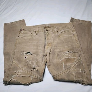 Denim Supply Ralph Lauren Duck Canvas Double Knee 34x32 Distressed Button Fly - Picture 1 of 16