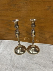 vintage brass candlesticks. These elegant pieces are used to hold taper candles - Picture 1 of 10