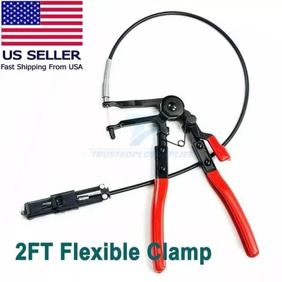 2FT Flexible Wire Long Reach Hose Clamp Pliers For Fuel Oil Water Hose Auto Tool - Image 1 of 4
