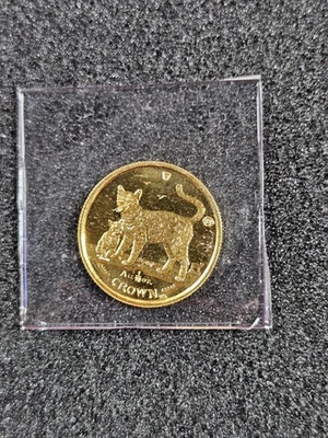 🌟 2002 1/10 oz .9999 Gold Isle of Man Crown Bengal Cat Coin BU SEALED - Image 1 of 3