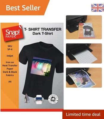 A4 SNAP Inkjet Heat Transfer Paper for Dark Fabrics - 7 Sheets, Eco-Friendly - Image 1 of 4