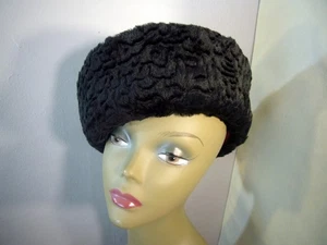 Damen Vintage Importina schwarzer Hut französischer russischer Stil Pillbox Wolle 21,5" - Bild 1 von 7
