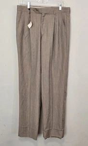 Vintage Woolmark 80er Neu mit Etikett Wolle hohe Taille Plissee Hose taupe Größe 48 US Größe 10/12 - Bild 1 von 8