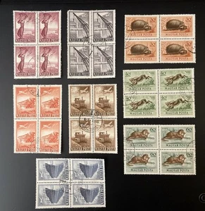 8 Hungary Airmail Blocks Of 4 From 1950 & 1953: big machines, little animals - Picture 1 of 7
