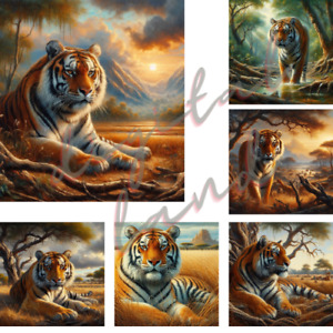 tiger oil painting digital ai generated 2024 stunning safari wild set