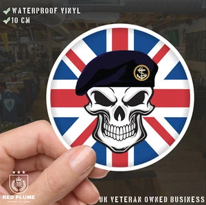 Royal Navy Skull with Beret UJ Vinyl Sticker - 10cm - Picture 1 of 4