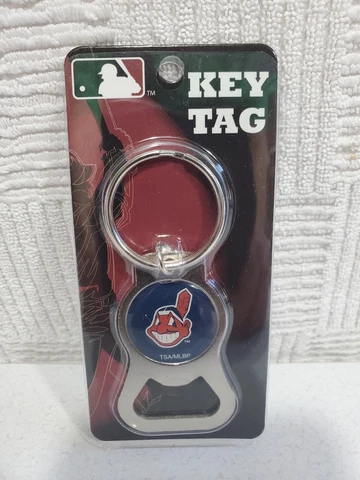 Cleveland Indians Chief Wahoo Bottle Opener Key Ring Tag MLB Official Keychain Cover
