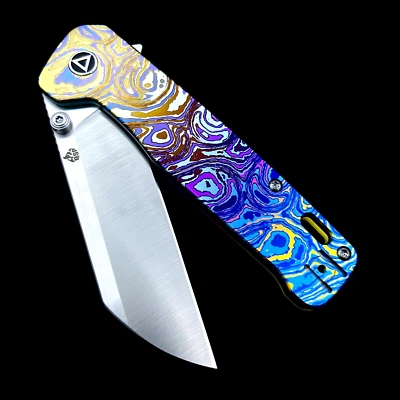 QSP Penguin Plus Knife QS130XL-A • Satin 20cv  Sheepfoot Custom Timasses Pattern - Image 1 of 4