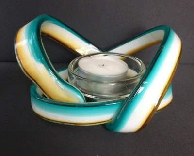 Gilde-Dreamlight-Kerzen-Glas-Teelichthalter-Curve-Kerzenhalter-Handarbeit  - Bild 1 von 4