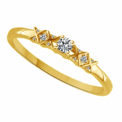 T.W. de 1/10 quilates Anillo Promesa de Diamantes en Oro Amarillo de 10kt Foto 1 de 2