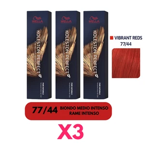 X3 WELLA KOLESTON 77/44 BIONDO MEDIO INTENSO RAME INTENSO PERFECT TINTURA 3PZ - Imagen 1 de 1