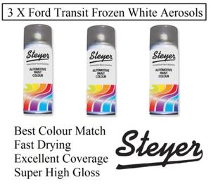 3 X Ford Transit Connect Van Frozen White Commercial Paint Spray Cans Gloss 7VTA - Picture 1 of 6