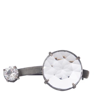 66501 auth MIU MIU gunmetal & DOUBLE CRYSTAL Brooch - Picture 1 of 5