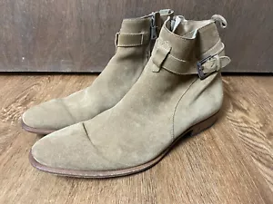 John Varvatos Suede Leather Mens Size 12 Zip Boots Hand Made Italy - Picture 1 of 17