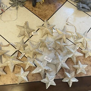 Lote De Colección De 10 Adornos Doble Estrella Cuelga Aplastados Aún Tiene Etiquetas Originales - Imagen 1 de 5