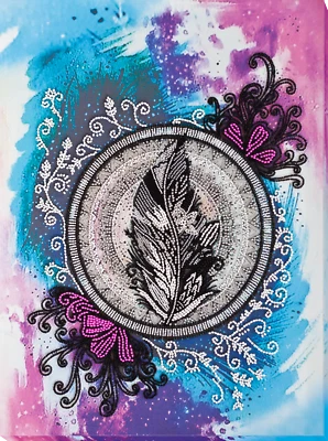 DIY Bead Embroidery Kit Mandala Feather Beaded stitching needlepoint beadwork - Image 1 of 4