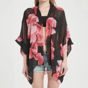 PLUS Ladies Sheer Chiffon Cardigan Blouse Beach Kimono Open Cover Up Top Shawl - Picture 1 of 31