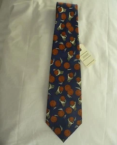 BASKETBALL Design MENS Blue NECK TIE Basketball NBA - FIBA - Balls No23 - Picture 1 of 3