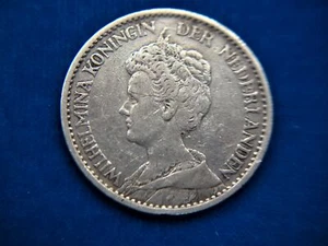 1911 NETHERLANDS 1 GULDEN - BETTER DATE SILVER OLD WORLD COINAGE - Picture 1 of 8