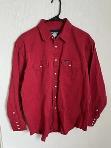 Camicia VINTAGE Wrangler Brushpopper Uomo MED-LRG Pearl Snap Western Cowboy Rodeo - Foto 1 di 6