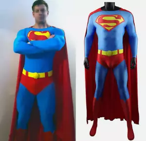 New 52 Superman Jumpsuit Cosplay Bodysuit Cloak Costume Adult Kids Halloween - Picture 1 of 16
