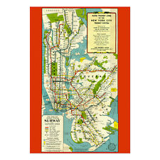 1951 New York City Subway Historic Map - Classic Art Print Reproduction