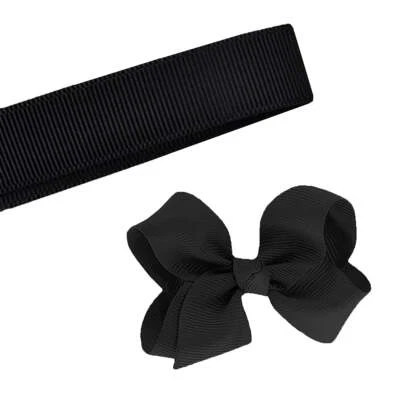 5 Yards Solid Black Grosgrain Ribbon Yardage DIY Crafts Bows USA - Image 1 of 3