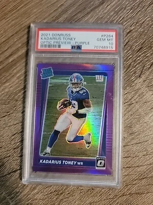 2021 DONRUSS OPTIC PREVIEW KADARIUS TONEY PURPLE PRIZM RATED ROOKIE #P264 PSA 10 - Image 1 of 4