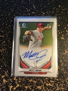 2014 Bowman Draft Chrome Auto Matt Imhof Rookie Rc 1st On Card Phillies