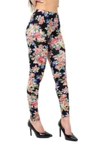 NEW WOMEN'S LADIES FLORAL PRINT LEGGINGS - Picture 1 of 1