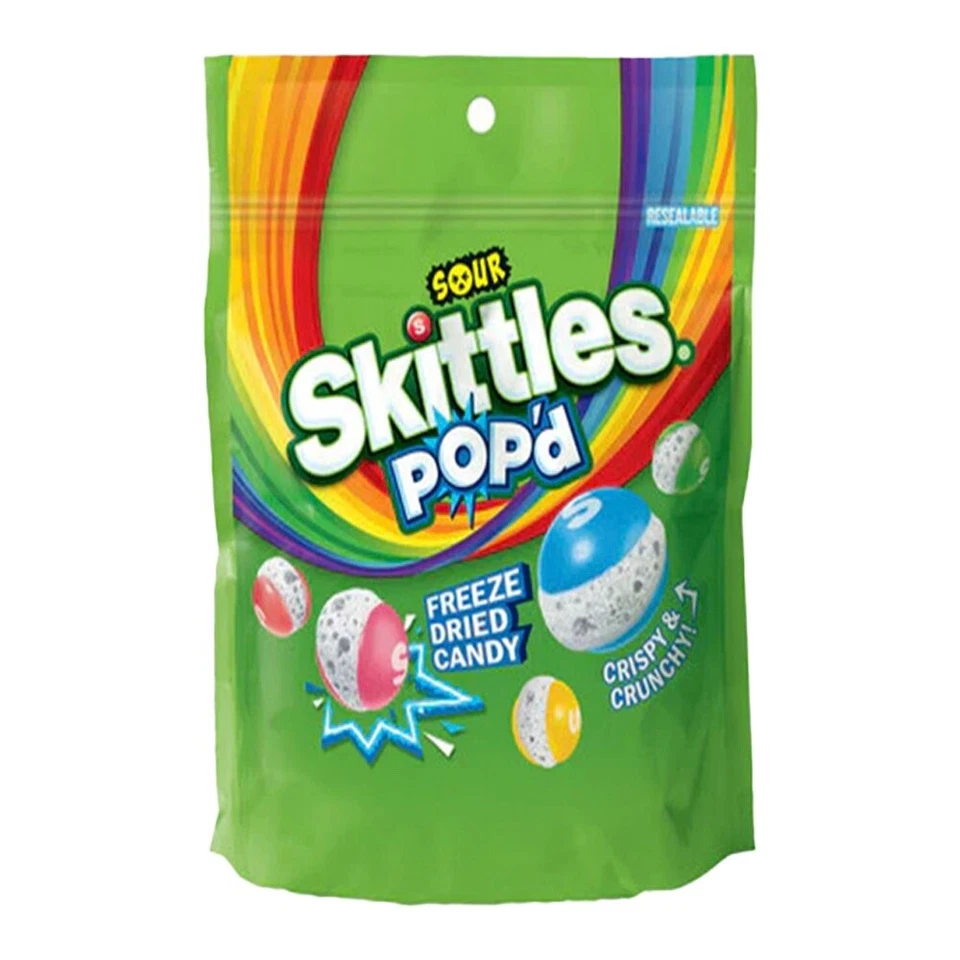 Skittles Pop’d Sours caramelle liofilizzate 155g sacchetto importazione USA nuovo raro