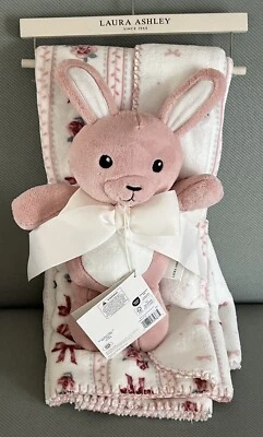 Laura Ashley Rosas Arcos Rosa Ruim Amoroso Cobertor de Bebê Pelúcia Coelho Brinquedo Conjunto de Presente - Imagem 1 de 4