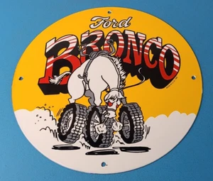 Vintage Ford Bronco Service Porcelain Sign - Gas Pump Porcelain Auto Sign - Picture 1 of 15