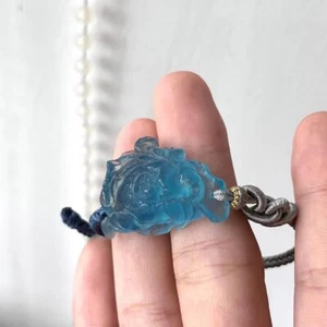 Genuine Natural Blue Aquamarine Gemstone Crystal Carves Bracelet AAAA - Picture 1 of 6