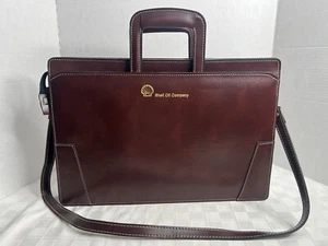 Vintage Aktentasche aus echtem Leder ""Shell Oil Co"" unbenutzt. Monogrammiert. SELTEN - Bild 1 von 8