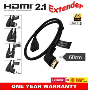 HDMI v2.1 Male to Female Extension Cable 8K 60Hz UltraHD Elbow Plug Extender AU - Bild 1 von 9