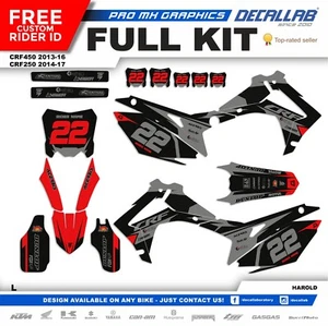 HONDA CRF 250R 2014 2017 CRF 450R 2013 2016 Durable Graphics Decals Stickers Kit - Picture 1 of 7