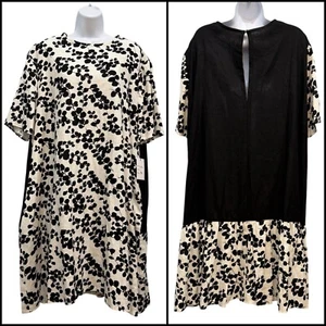 E.Eighteen Floral Shirt Dress Tunic Top Pockets Black White Boho Size 2X NWT - Picture 1 of 11