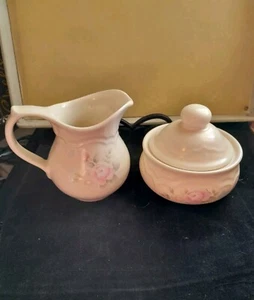 Vintage Pfaltzgraff Tea Rose 4-1/4" Creamer 10 Oz. &  4-1/4" Sugar - Made in USA - Picture 1 of 16