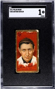 1911 T205 Gold Border Polar Bear Arthur Devlin New York Giants SGC 1 - Picture 1 of 3