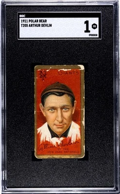 1911 T205 Gold Border Polar Bear Arthur Devlin New York Giants SGC 1 - Image 1 of 3