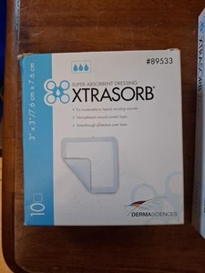 XTRASORB Qty 10- 3”x3” Super Absorbent Dressing Xtrasorb #89533 EXP 03/2020 - Picture 1 of 5