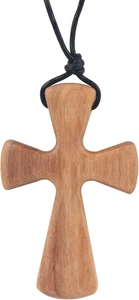Naturholz Kreuz Anhänger Halskette handgeschnitzt Holz für B  - Bild 1 von 7