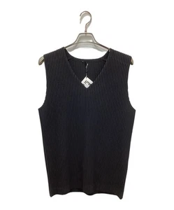 HOMME PLISSE ISSEY MIYAKE Men's Pleated V-neck Vest Size 3 Black Solid USED - Picture 1 of 5