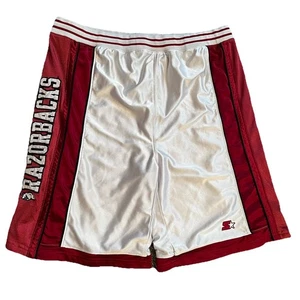 VTG Y2K Starter Dazzle Shorts Razorbacks XL Shiny College Sports Hogs Basketball - Picture 1 of 9